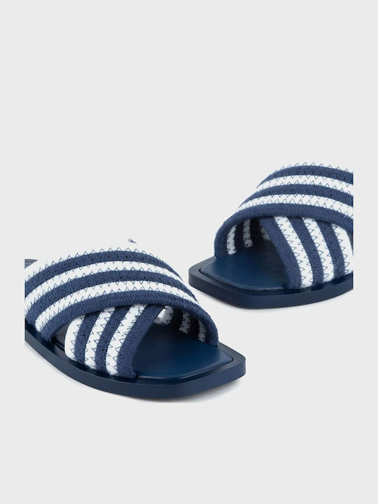 Women's Flat Sandals in Navy Blue Color