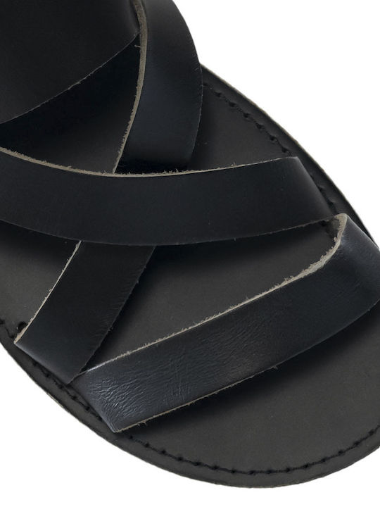 Men's sandals Climatsakis wide straps black 222