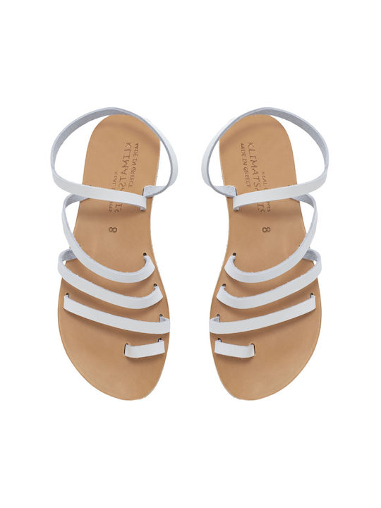 Women's sandals Climatsakis slanted straps loop white 850