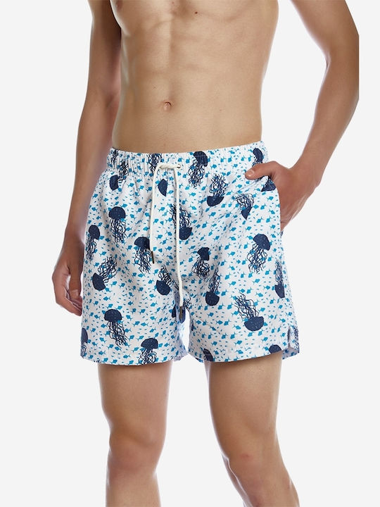 Men's Swimwear Bermuda White with Patterns