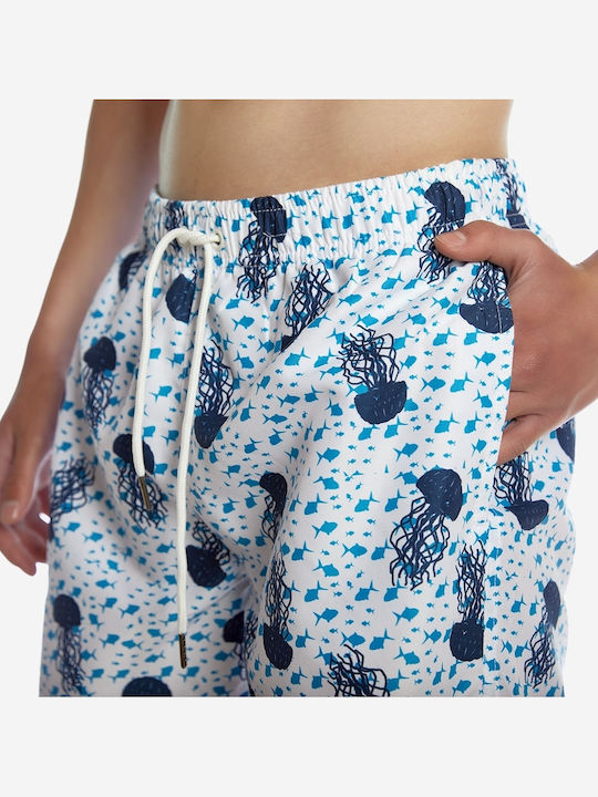 Men's Swimwear Bermuda White with Patterns