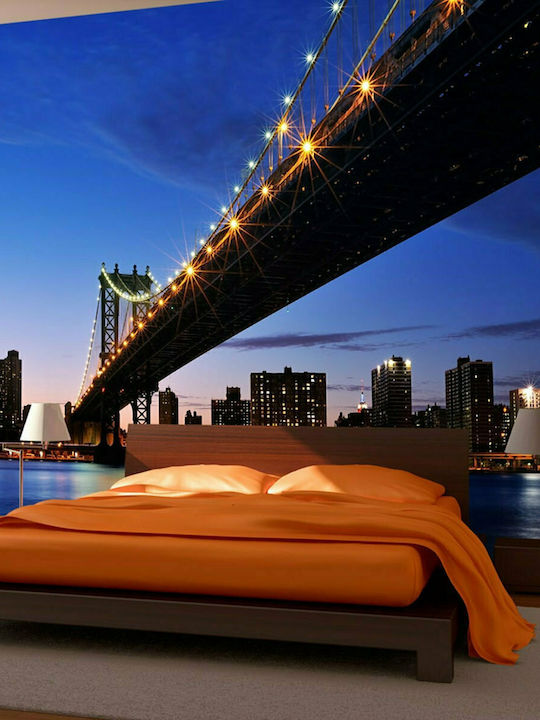 Fototapet de Perete 350x270cm Manhattan Bridge Illuminated At Night Tesatura