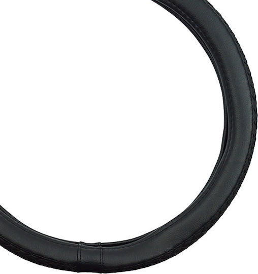 Feral Car Steering Wheel Cover with Diameter 38cm made of Leatherette Black with Black Stitching