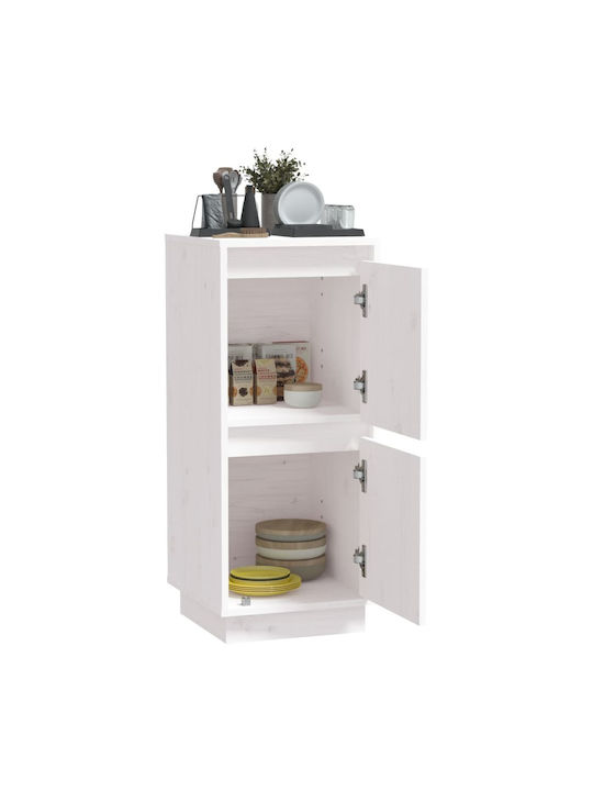 Living Room Display Cabinet Made of Solid Wood White 31.5x34x75cm