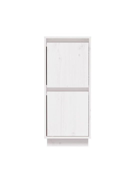 Living Room Display Cabinet Made of Solid Wood White 31.5x34x75cm