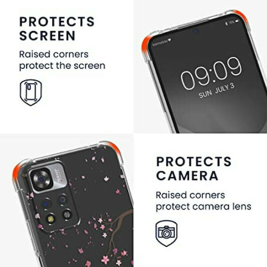 KWmobile Cherry Blossoms Back Cover Silicon cu Curea Blue / Purple / Red / Green (Redmi Note 11 Pro+ 5G)