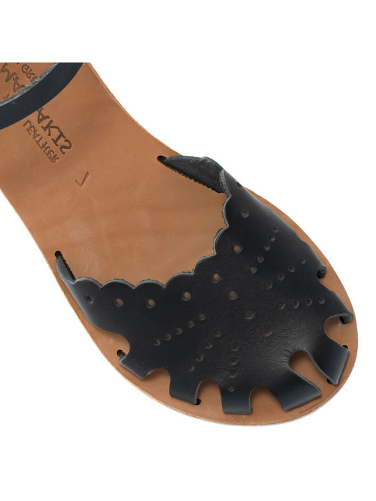 Women's Climatsakis sandals with clasp black 701