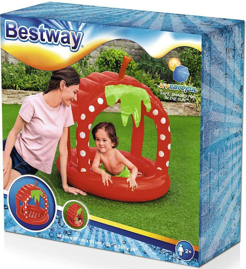 Bestway Παιδική Στρογγυλή Πισίνα 26lt Φουσκωτή 91x91εκ. Κόκκινη