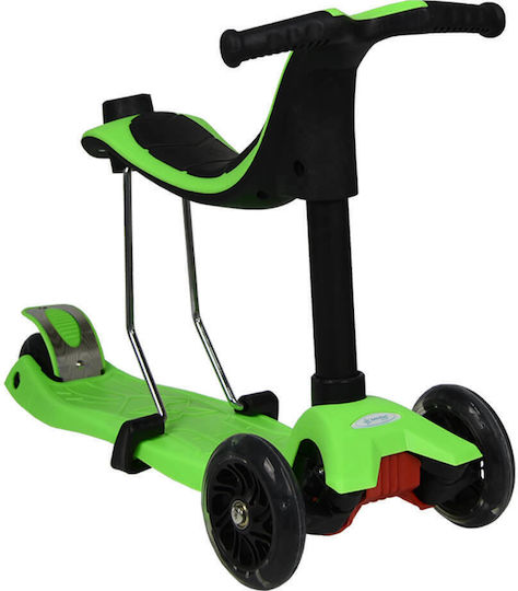 Bebe Stars Scuter Copii Pliabil X-Ride 3 în 1 3 Roți cu Scaun pentru Vârsta 3+ Ani Verde