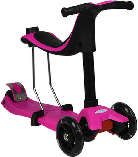 Bebe Stars Trotinetă pentru Copii Pliabil X-Ride 3 roți cu scaun pentru 3+ Ani Roz
