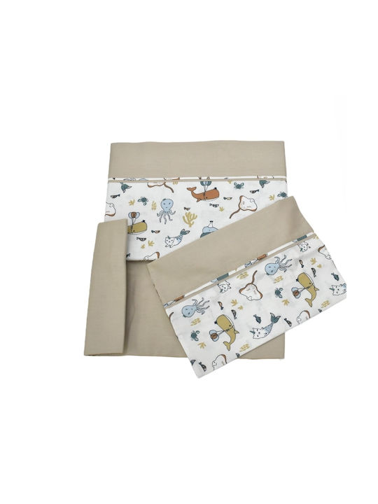 Nautica Baby Sheets Sea Friends Beige Fitted 110x160cm