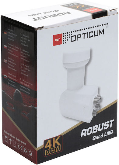Opticum Robust LNB Quad (4 Εξόδων) με Χαμηλό Όριο Θορύβου 0.1dB