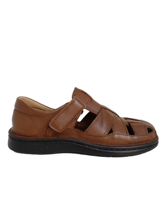 Men's Anatomical Leather Closed Sandal Cabrini P39-T, Taba