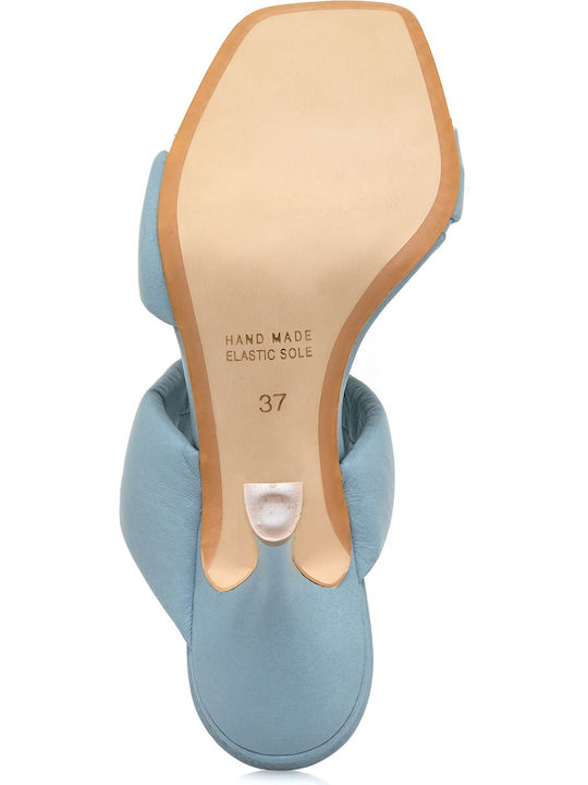 Leder Damen Sandalen in Hellblau Farbe