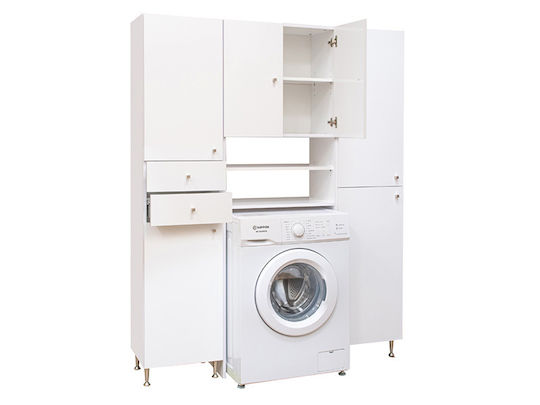 Badezimmersäule Boden für Waschmaschine H64xB35xH184cm Weiß