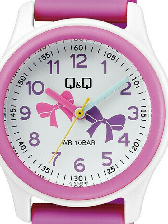 Q&Q Kids Analog Watch Bows with Rubber/Plastic Strap Fuchsia