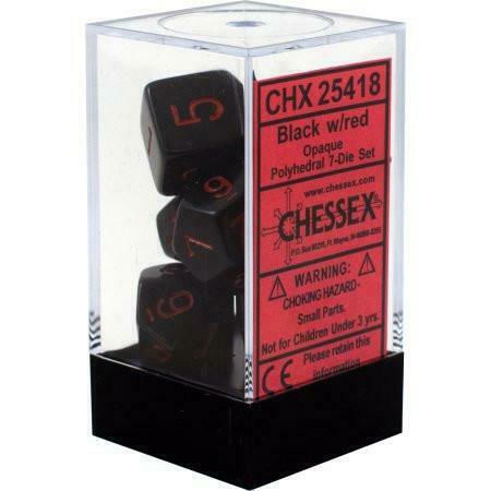 Chessex Dungeons & Dragons Opaque Dice Light Black/Red 7-Dice Set 25418