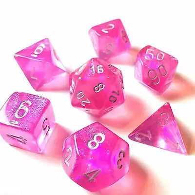 Chessex Borealis Luminary Dice Pink/Silver Polyhedral 7-Die Set 27584