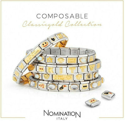 Nomination Composable Classic Link Green Jade Ατσάλι με Χρυσό 18Κ