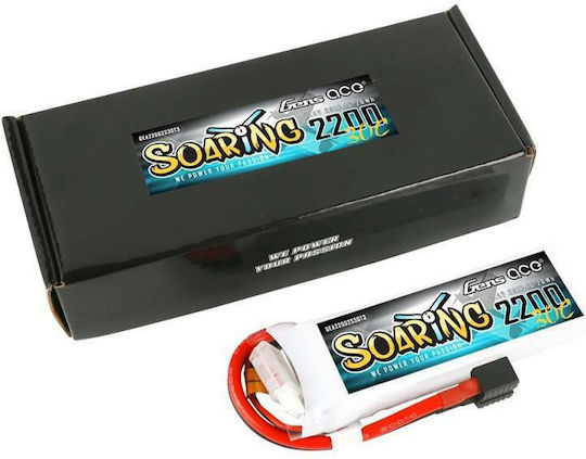 Gens Ace Soaring Battery 7.4V Li-Po for RC Vehicle 2200mAh 30C 2S1P Pack with EC3/XT60/T-plug
