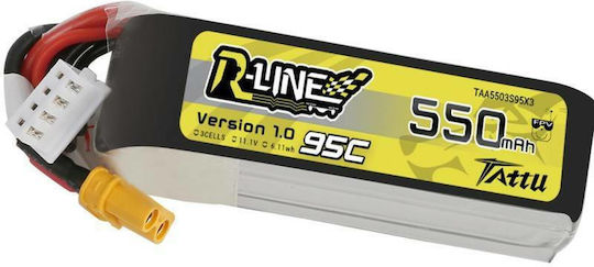 Tattu R-Line Μπαταρία Li-Po 11.1V 550mAh 95C 3S XT30 για Τηλεκατευθυνόμενο