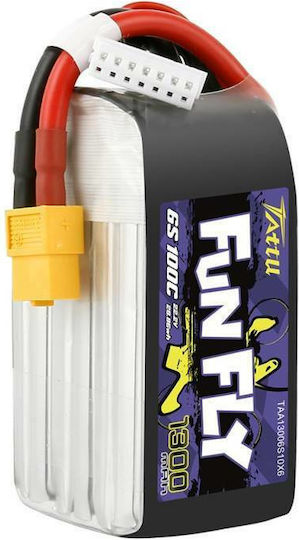 Tattu Funfly Батерия Li-Po 22.2V 1300mAh 100C 6S XT60 за Дрон