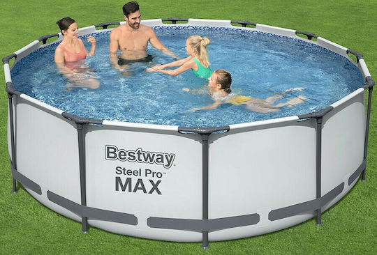 Bestway Steel Pro Кръгъл Басейн 2006л с Метална Рамка 366x100см Сив