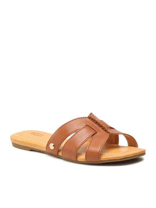 1119750 Leather Women's Flat Sandals in Tabac Brown Color