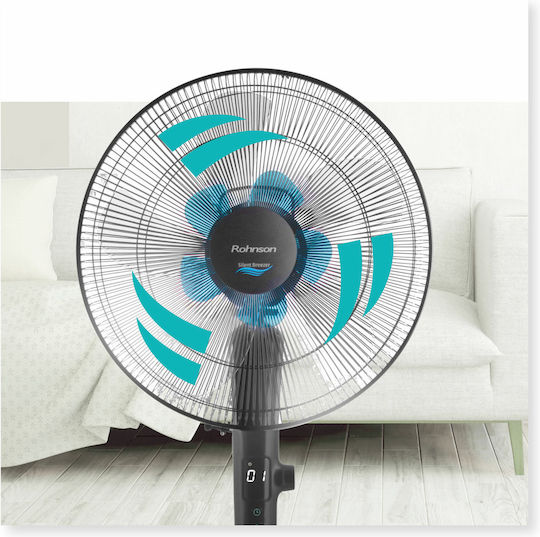 Rohnson Pedestal Fan 28W 40cm Diameter with Remote Control Black