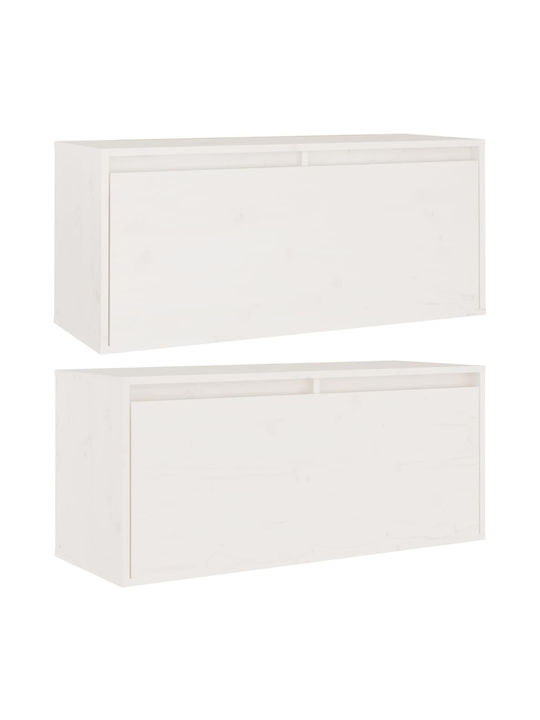 Hanging Living Room Cabinet Made of Solid White Wood 80x30x35cm