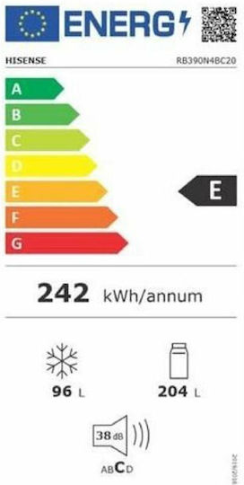 Hisense Ψυγειοκαταψύκτης 300lt Total NoFrost Υ185xΠ60xΒ59.2εκ. Inox RB390N4BC20
