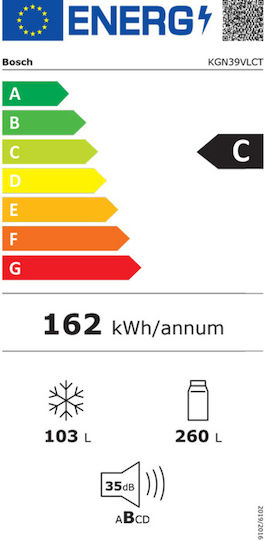 Bosch Ψυγειοκαταψύκτης 363lt Total NoFrost Υ203xΠ60xΒ66.5εκ. Inox KGN39VLCT
