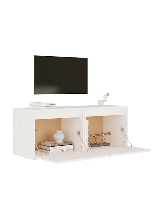 Hanging Living Room Cabinet Made of Solid White Wood 45x30x35cm