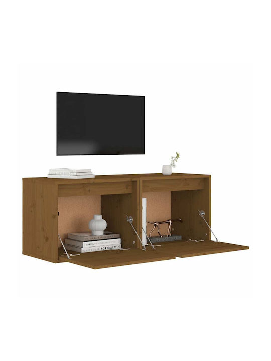 Wand-Kabinette Braun Meliert Mit LED 2 Stück 45x30x35cm