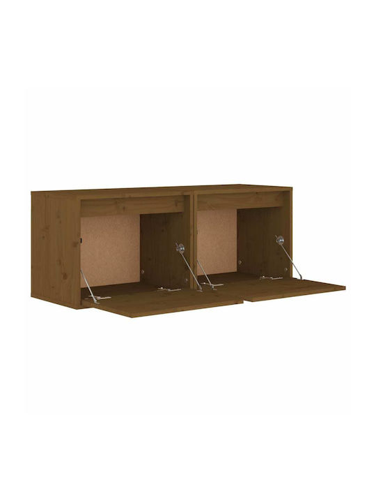Wand-Kabinette Braun Meliert Mit LED 2 Stück 45x30x35cm