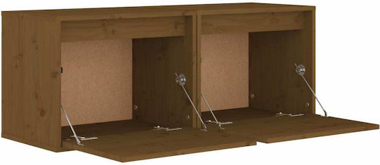 Wall Living Room Cabinet Made of Solid Wood Brown Honey 45x30x35cm