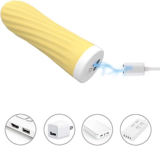 Mini Δονητής Bullet Magnetic Charging Silicone Bullet 8.5cm Yellow