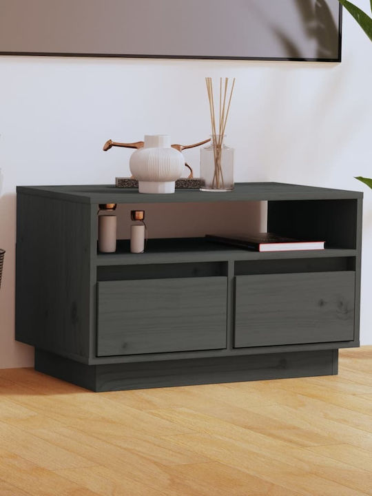 Solid Wood / Particle Board TV Furniture with Drawers Gray L60xW35xH37cm