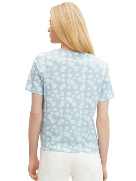Tom Tailor Women's T-shirt Floral Light Blue