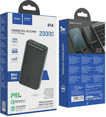 Hoco Q1A Kraft Power Bank 20000mAh 22.5W with USB-A Port and USB-C Port Power Delivery / Quick Charge 3.0 Black