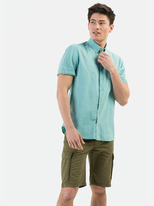 Cu mânecă scurtă In Cămașă Turquoise