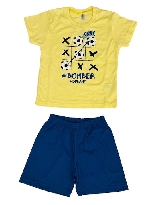 Dreams by Joyce Y Set Top & Bottom Kids Summer Pyjamas Yellow