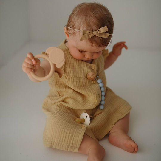 Mushie Chain Pacifier Halo with Beads made of Wood Khaki