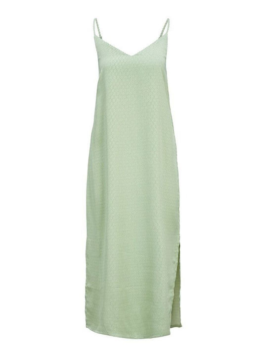 Summer Midi Dress Satin Wrap Pastel Green