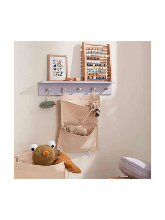 Kids Concept Star Kids Wall Hanger Multi Hook Wall Mounted Wooden Lilac with Shelf 60x9x10cm