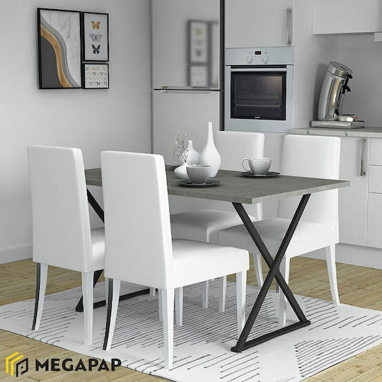 Bette Table Kitchen Wooden with Metal Frame Black / Charcoal 140x80x76cm
