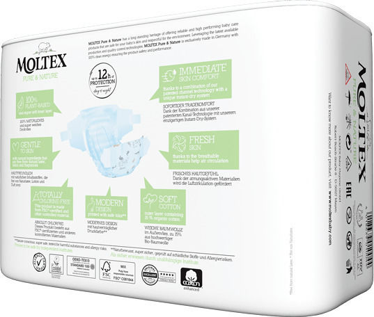 Moltex Klebeband-Windeln Pure & Nature Nr. 2 für 3-6kg 38cm