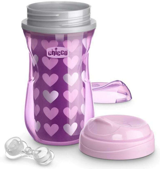 Chicco Παιδικό Ποτηράκι Active από Πλαστικό Μωβ Καρδιές 266ml για 14m+