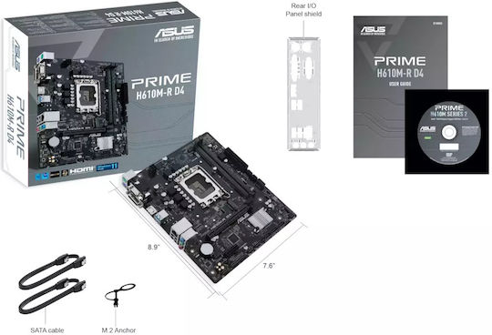 Asus Prime H610M-R D4 Motherboard Micro ATX με Intel 1700 Socket 90MB1B40-M0ECY0