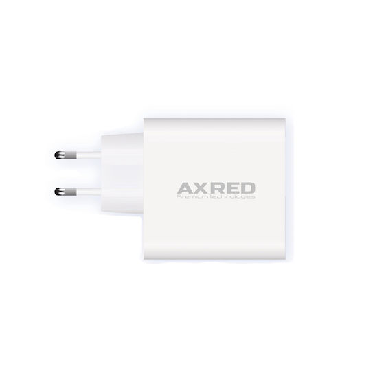 Axred Φορτιστής Χωρίς Καλώδιο με 2 Θύρες USB-A και Θύρα USB-C 65W Power Delivery Λευκός (AXRAX65W)